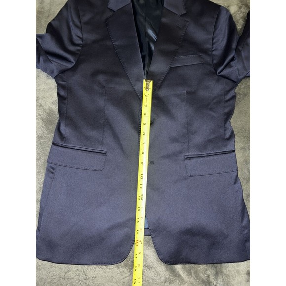 Size 38S Banana Republic Factory logo MODERN CLASSIC SATIN SUIT JACKET Navy - Picture 4 of 10